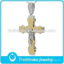 Wholesale Two Tone Heavy Prayer Jesus 316 Stainless Steel Catholic Saint Benedict Cross Pendant for Rosary